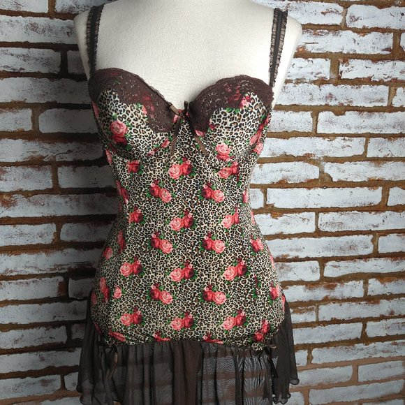 None Other - Nighty Chemise Cami Corset Top L SEXY Brown L